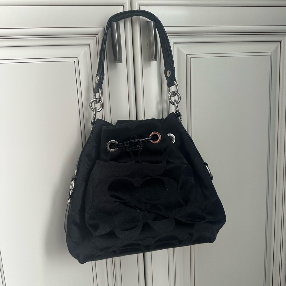 COACH POPPY SIGNATURE SATEEN SMALL DRAWSTRING CINCH BAG